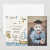 Jongens Nautische Verjaardag Uitnodiging met foto (Voorkant / Achterkant)