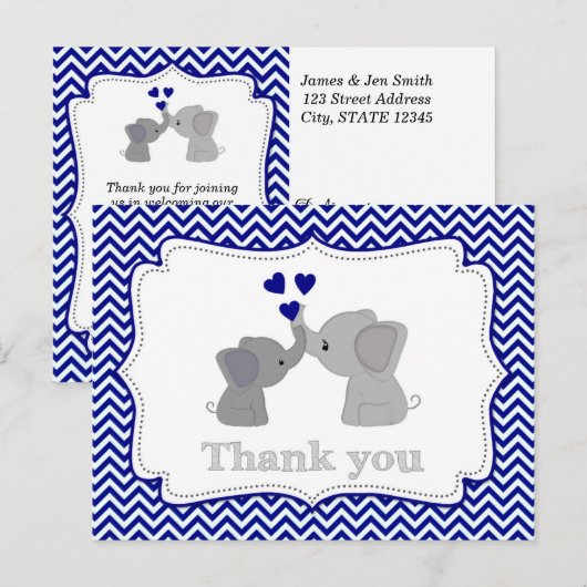 Jongens NAVY Blauwe Olifant BEDANKT Postkaarten 36 (Voorkant / Achterkant)