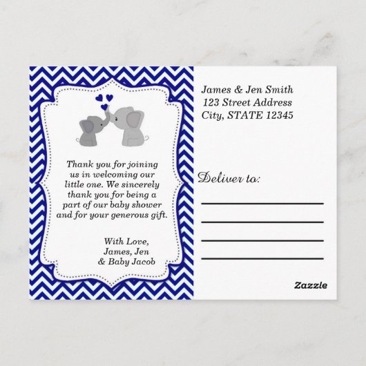 Jongens NAVY Blauwe Olifant BEDANKT Postkaarten 36 (Achterkant)