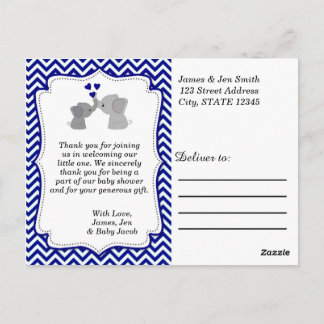 Jongens NAVY Blauwe Olifant BEDANKT Postkaarten 36