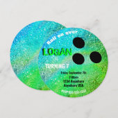 Jongens neon BOWLING BALL bowling Glow verjaardags Kaart (Voorkant / Achterkant)