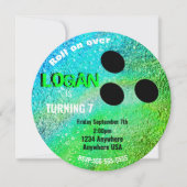 Jongens neon BOWLING BALL bowling Glow verjaardags Kaart (Voorkant)