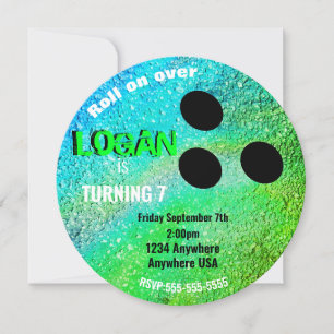 Jongens neon BOWLING BALL bowling Glow-verjaardags Kaart