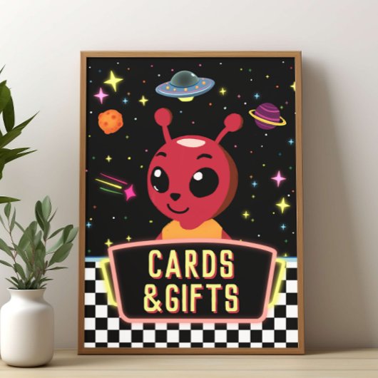 Jongens Neon Galaxy Ruimte Alien Kaarten Cadeaus B Poster