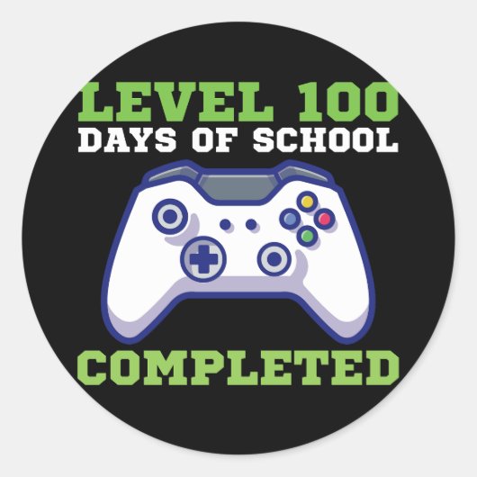 Jongens niveau 100 dagen van de school voltooid ronde sticker (Voorkant)