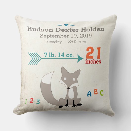 Jongen's Nursery Room Baby Stat Fox Arrow Pattern Kussen (Voorkant)