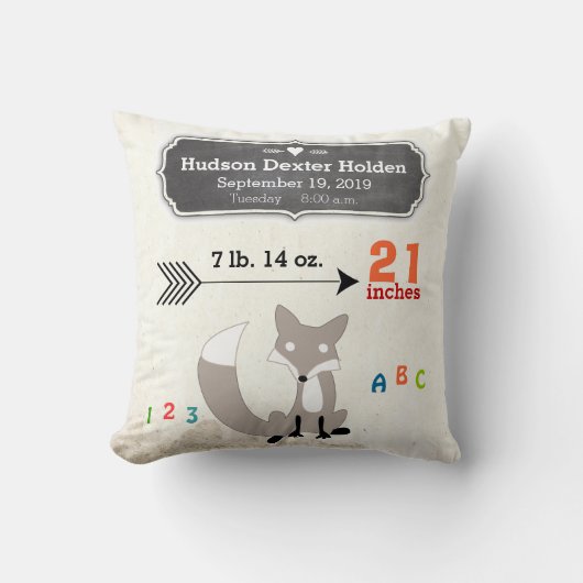 Jongen's Nursery Room Baby Stat Fox Arrow Pattern Kussen (Voorkant)