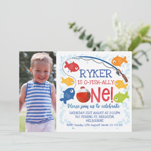 Jongens O-vis-ally één verjaardagsuitnodiging Kaart (Staand voorkant)