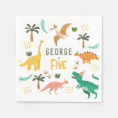 Jongens Oerwoud Dinosaurus T-Rex Kinder 5e Verjaar Servet (Voorkant)