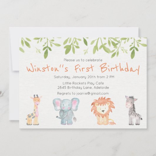 Jongen's Oerwoud Gewaardeerde uitnodiging op zater (Voorkant)