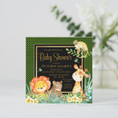 Jongens Oerwoud Safari Baby Shower Uitnodigingen (Staand voorkant)
