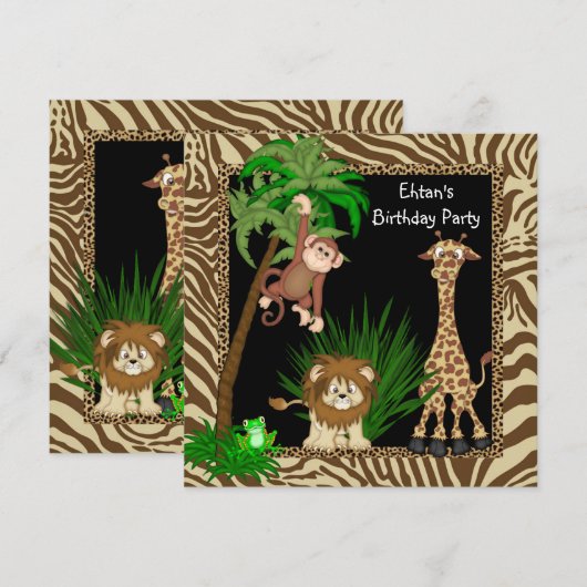 Jongens Oerwoud Safari Verjaardagsfeest Kaart (Voorkant / Achterkant)
