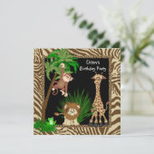 Jongens Oerwoud Safari Verjaardagsfeest Kaart (Staand voorkant)