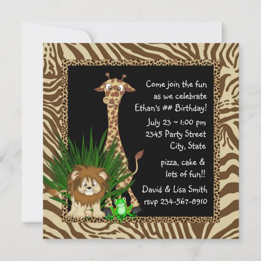 Jongens Oerwoud Safari Verjaardagsfeest Kaart (Achterkant)