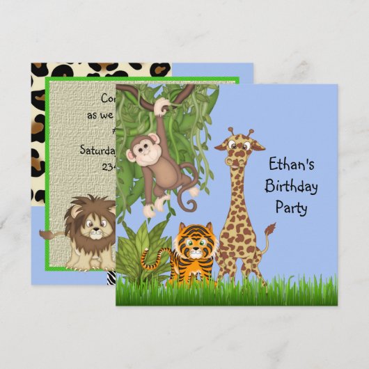 Jongens Oerwoud Safari Verjaardagsfeest Kaart (Voorkant / Achterkant)