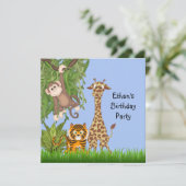 Jongens Oerwoud Safari Verjaardagsfeest Kaart (Staand voorkant)