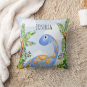 Jongens Oerwoud Waterverf Dinosaurus en Naam Kinde Kussen (Deken)