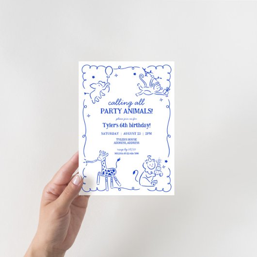 Jongens Oerwoud Zoo Safari Dieren Verjaardag Kaart