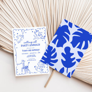 Jongens Oerwoud Zoo Safari Dieren Verjaardag Kaart