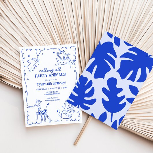 Jongens Oerwoud Zoo Safari Dieren Verjaardag Kaart