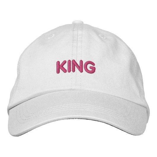 Jongens of Heren Koning Tekst Cool Visor Knap Geborduurde Pet (Voorkant)