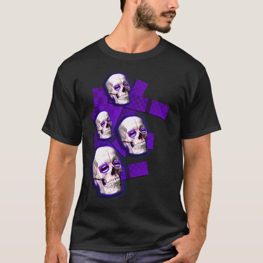 jongens of meisjes Paarse Skulls Emo Electro club  T-shirt (Voorkant)