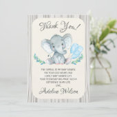 Jongens olifant Baby shower dank je kaart (Staand voorkant)