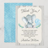 Jongens olifant Baby shower dank je kaart (Voorkant / Achterkant)