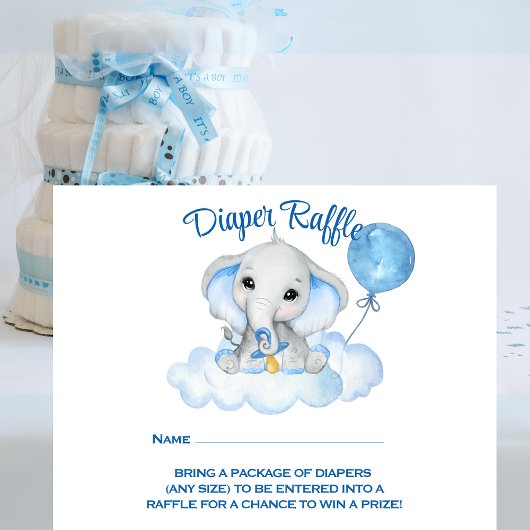 Jongens Olifant Baby shower Luier Raffle Kaart