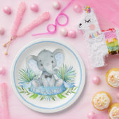 Jongens Olifant Baby shower Papier Borden Papieren Bordje (Feest)