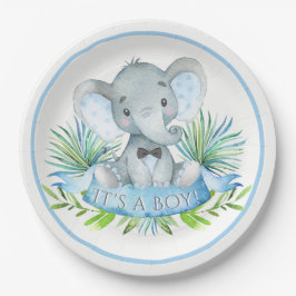 Jongens Olifant Baby shower Papier Borden Papieren Bordje