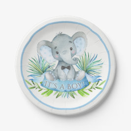 Jongens Olifant Baby shower Papier Borden Papieren Bordje