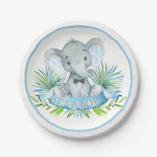 Jongens Olifant Baby shower Papier Borden Papieren Bordje