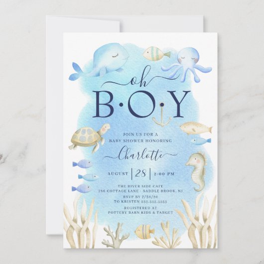 Jongens onder het Baby shower Zee Kaart (Voorkant)