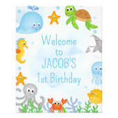 Jongens onder het Zee 1e Verjaardag Welkomstbord Foto Afdruk (Voorkant)