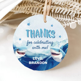 Jongens onder het Zee Ocean Shark 5th Birthday Bedankjes Labels