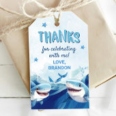 Jongens onder het Zee Ocean Shark 5th Birthday Cadeaulabel