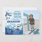 Jongens onder het Zee Ocean Shark 5th Birthday Fot Kaart (Voorkant)