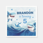 Jongens onder het Zee Ocean Shark 5th Birthday Servet (Voorkant)