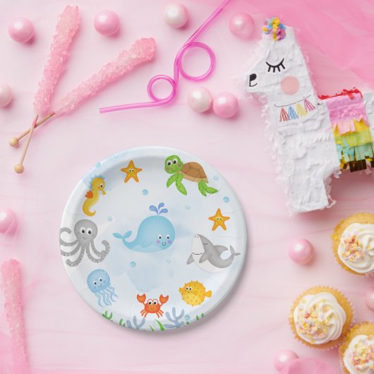 Jongens onder het Zee Oneder Het Zee 1e Verjaardag Papieren Bordje (Feest)