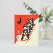 Jongens op een Sled Winter Scene Briefkaart (Staand voorkant)