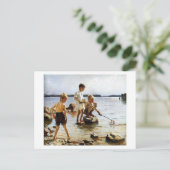 Jongens op het strand briefkaart (Staand voorkant)