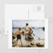 Jongens op het strand briefkaart (Voorkant / Achterkant)