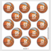 jongens oranje grijze set van 13 basketbal sticker (Vel)