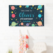 Jongens Outer Space Planets en Sterren Verjaardags Spandoek (Insitu)