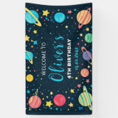 Jongens Outer Space Planets en Sterren Verjaardags Spandoek (Verticaal)