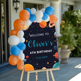 Jongens Outer Space Planets Verjaardag Welkom Post Poster