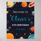 Jongens Outer Space Planets Verjaardag Welkom Post Poster (Voorkant)