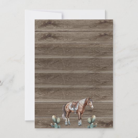 Jongens Paard Buckaroo Wild West Verjaardag uitnod Kaart (Achterkant)