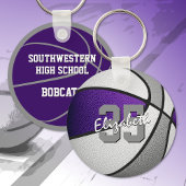 jongens paars grijs team kleuren basketbal sleutelhanger